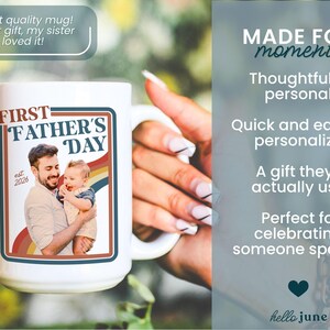 Custom First Fathers Day Photo Mug Retro Dad Gifts Personalized New Dad Gift from Baby Happy Fathers Day Gift Dad Photo Mug for 1st Time Dad image 4