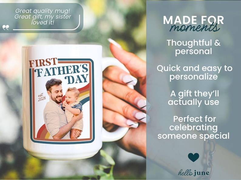 Custom First Fathers Day Photo Mug Retro Dad Gifts Personalized New Dad Gift from Baby Happy Fathers Day Gift Dad Photo Mug for 1st Time Dad image 4