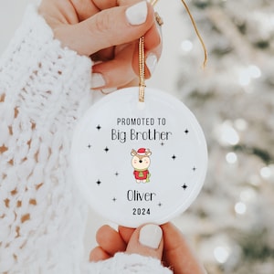 Personalized Promoted to Big Brother Christmas Ornament – First Christmas as Big Brother – Sibling Ornament – Christmas Keepsake