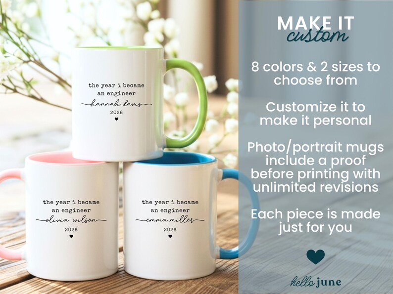Custom Engineer Graduation Gift Personalized Graduation Mug for Engineer Mug Gift for Engineering Student Women in Engineering BS Graduate bild 7