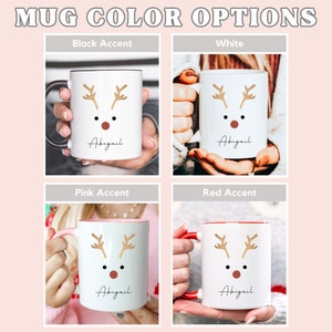 Reindeer Mug | Personalized Christmas Hot Cocoa Mug for Kids | North Pole Hot Chocolate Mug | 11 oz White Ceramic Mug Bild 3
