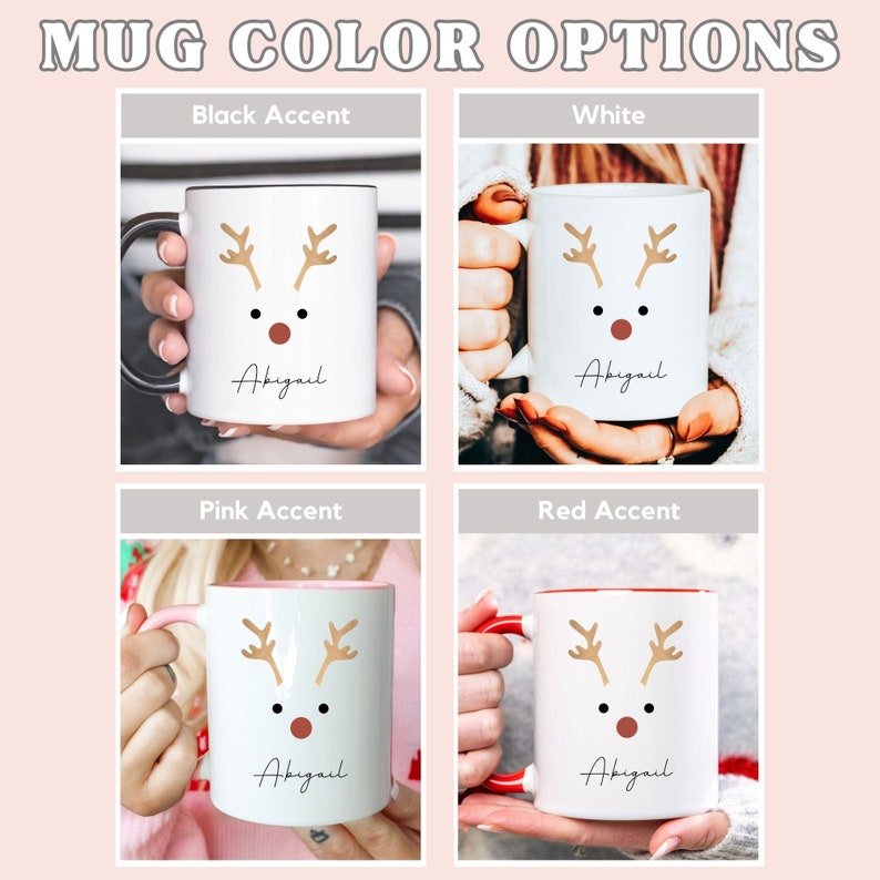 Reindeer Mug | Personalized Christmas Hot Cocoa Mug for Kids | North Pole Hot Chocolate Mug | 11 oz White Ceramic Mug Bild 3