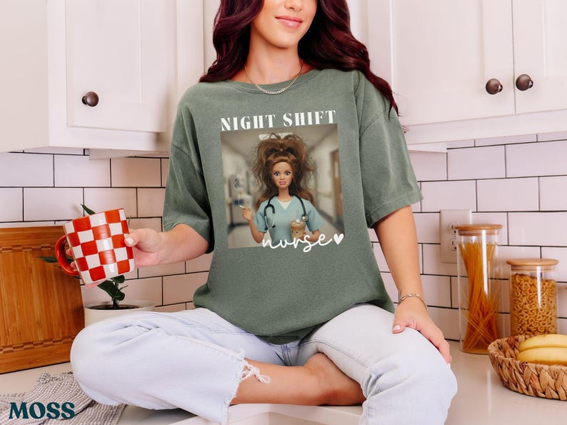 Night Shift Nurse Comfort Colors Funny Nursing Shirts Nurse Appreciation Week Gifts for Night Shift RN Nurse Week Gift for Nurse Shirt Funny Moss