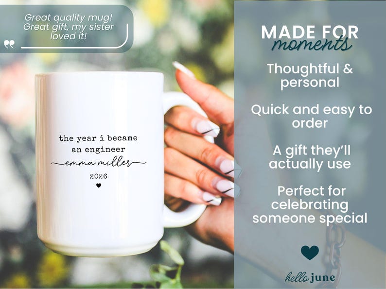 Custom Engineer Graduation Gift Personalized Graduation Mug for Engineer Mug Gift for Engineering Student Women in Engineering BS Graduate bild 4