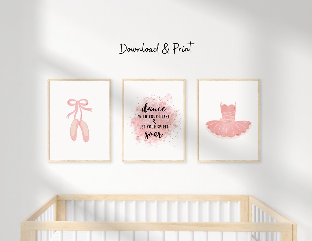 Ballerina Nursery Wall Art for Girl Baby Room Decor Digital Etsy