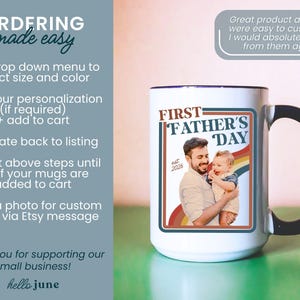 Custom First Fathers Day Photo Mug Retro Dad Gifts Personalized New Dad Gift from Baby Happy Fathers Day Gift Dad Photo Mug for 1st Time Dad image 10