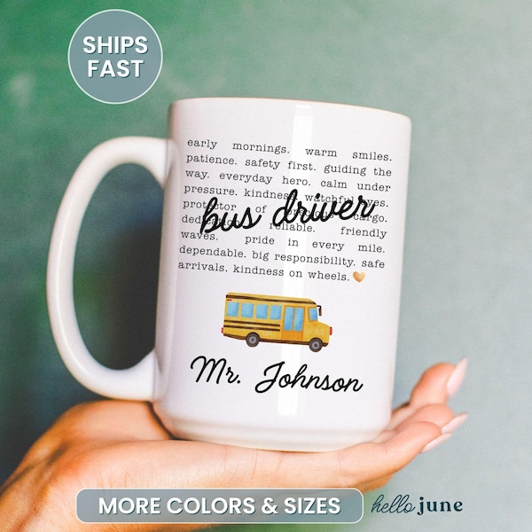 Custom Bus Driver Mug Personalized School Bus Driver Appreciation Gift for Bus Driver Thank You Gift for Staff Appreciation Definition Mug