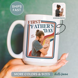 Custom First Fathers Day Photo Mug Retro Dad Gifts Personalized New Dad Gift from Baby Happy Fathers Day Gift Dad Photo Mug for 1st Time Dad image 1