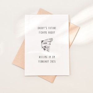 Personalized Fishing Pregnancy Announcement to Husband Greeting Card, Custom Baby Announcement Card, Pregnancy Reveal for First Time Dad