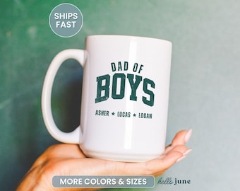 Dad of Boys Custom Mug for Dad Gift with Kids Name Boy Dad Fathers Day Personalized Kids Name Gifts from Kids for Dad Custom Dad Mug Gift