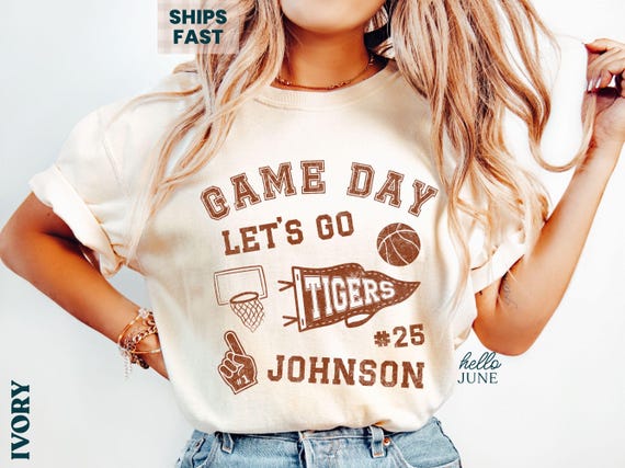 Custom Basketball Game Day Personalized Basketball Shirt Basketball Game Day Comfort Colors Sports Shirt Mom Basketball Shirt Team Spirit