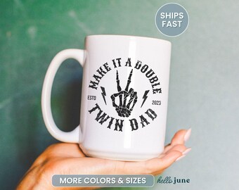 Make It a Double Personalized Twin Dad Gifts Twin Dad Fathers Day Mug Custom New Dad Mug Gift Dad Reveal Gift Dad Pregnancy Announcement