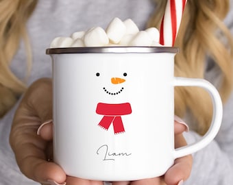 Hot Cocoa Mug Kids Cocoa Mug Stocking Stuffers for Teens Hot Chocolate Bar Cristmas Eve Gift Merry Christmas Mug Customizable Mug Enamel Mug