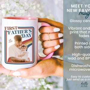 Custom First Fathers Day Photo Mug Retro Dad Gifts Personalized New Dad Gift from Baby Happy Fathers Day Gift Dad Photo Mug for 1st Time Dad image 2
