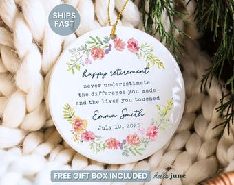 Retired Christmas Ornament Retirement Gifts for Her Happy Retirement Gifts for Retired Women Custom Retired Ornament Gift for Coworker