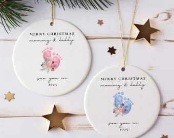 Expecting Baby Ornament Pregnancy Ornament Footprint Ornament Pregnant Ornament Expecting Ornament Expecting Parents First Time Mom Gift