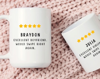 Personalized Swipe Right Boyfriend Mug Valentine's Day, Custom Boyfriend Mug, Gift for Boyfriend and Girlfriend, Birthday, Anniversary Gift
