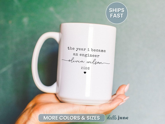 Custom Engineer Graduation Gift Personalized Graduation Mug for Engineer Mug Gift for Engineering Student Women in Engineering BS Graduate