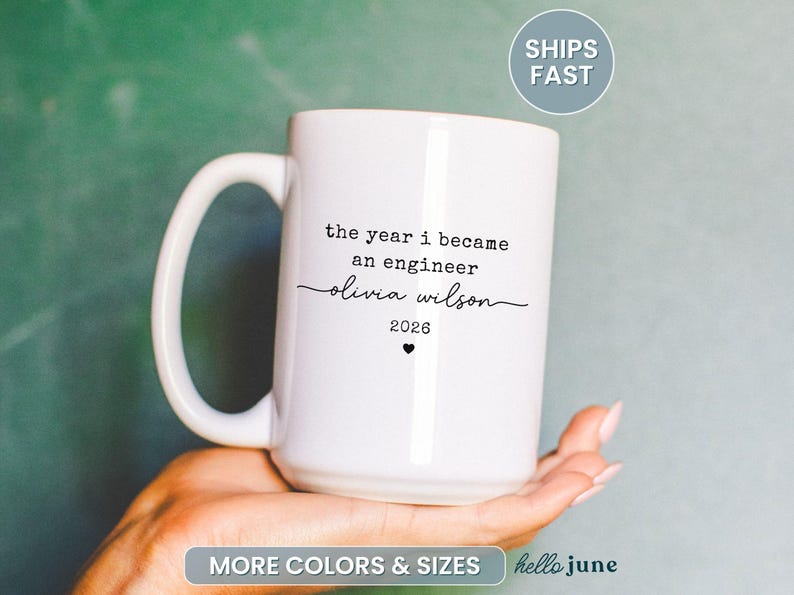 Custom Engineer Graduation Gift Personalized Graduation Mug for Engineer Mug Gift for Engineering Student Women in Engineering BS Graduate bild 1