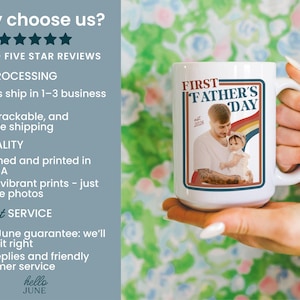 Custom First Fathers Day Photo Mug Retro Dad Gifts Personalized New Dad Gift from Baby Happy Fathers Day Gift Dad Photo Mug for 1st Time Dad image 8