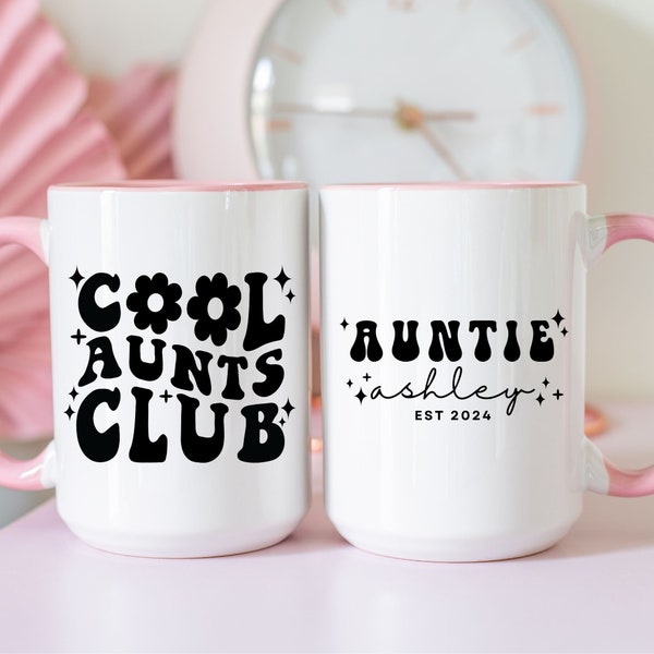 Personalized Cool Aunts Club Mug, Promoted to Aunt Mug, Pregnancy Reveal, Sister in Law Gift, Pregnancy Announcement, Baby Announcement