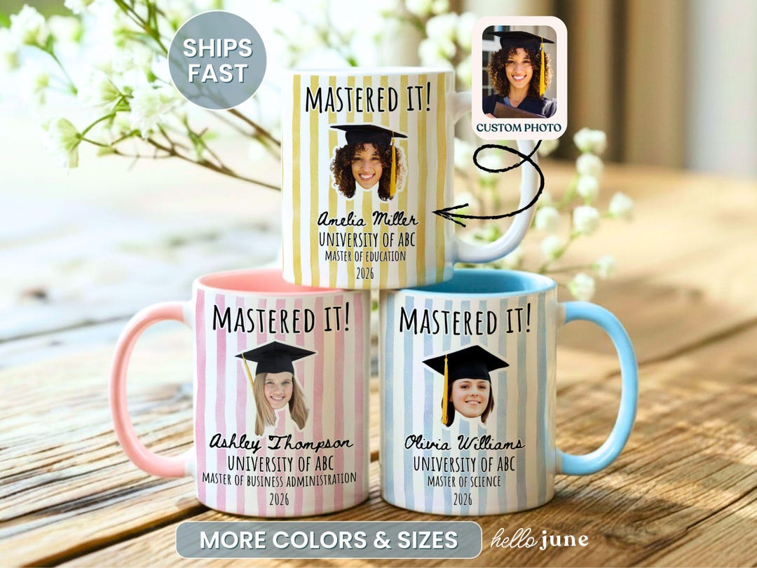 Personalized Mastered It Graduation Mug Custom Face Mug Master Degree ...