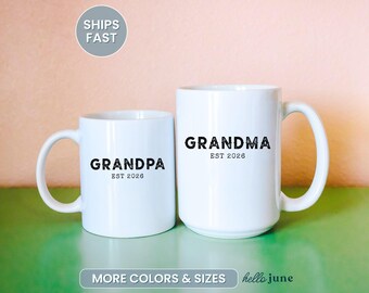 Custom Grandma Est Grandpa Est First Time Grandparents Mug Grandparents Announcement Gift for New Grandparents Baby Reveal Gift Personalized