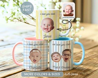 Love You Dad Custom Baby Face Mug Baby Face Fathers Day Gift for Husband Personalized Kids Photo Gift for Daddy from Kids Gift from Son