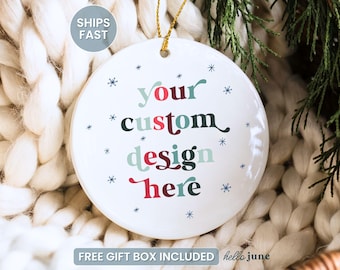 Adorno navideño de diseño personalizado, adorno navideño personalizado para hacer tú mismo, adorno con texto personalizado, tu diseño aquí, adorno con foto personalizada, tu logotipo.