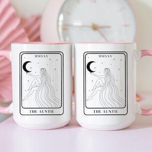 Mug Tante Révéler la grossesse à une soeur, à la famille, cadeau belle-soeur, faire-part de grossesse, faire-part de bébé Mug céleste Mug carte de tarot