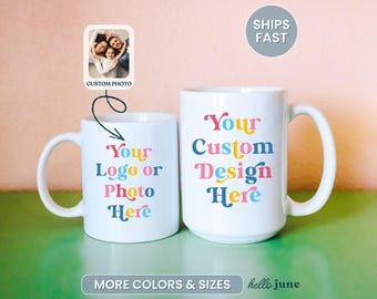 Custom Logo Coffee Mug Design Your Own Mug Customized Photo Mugs Custom Text Mug Gift Team Gifts for Employees Corporate Gifts Personalized