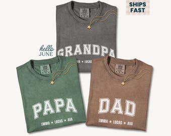 Personalized Grandpa Shirt Dad Shirt with Kids Names Pop Pop T-Shirt Fathers Day Papa Shirt Gift for Grandparents Day Paw Paw Shirts Dad Tee
