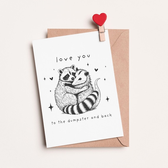 Raccoon Valentine Funny Raccoon Valentines Card for Him Feral Possum Raccoon Gifts Valentines Card for Boyfriend One Year Anniversary Card