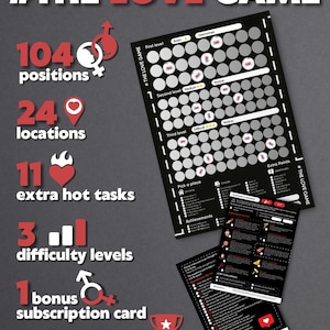 Date Night Game with 104 sexy positions 20 questions and 30 hot extra tasks for couples Naughty Scratch off Poster Valentine's Day gift idea