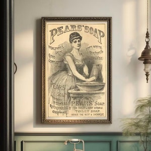 Antique Advertising Vintage Print Pear's Soap Poster for Bathroom Vintage Kitsch Print Poster image 1