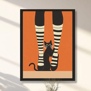Lindo arte de pared con temática de gatos para amantes de los gatos, arte de pared de gatos tontos, impresión de gatos divertida