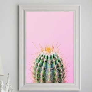 Kaktus Wandkunst, trendiges Wohndekor, Boho Wandkunst, rosa Wandkunst, süßes Kaktus Poster