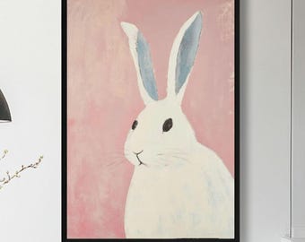 Easter Bunny Wall Art, Spring Decor, Kid's Room Wall Art, Cute Bunny Home Decor, Easter Bunny Print