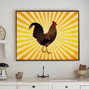 Vintage Rooster Art Print, Farmhouse Decor, Rustic Wall Art, Kitchen Decoration, Rooster Poster, Rooster Wall Art, Chicken Print
