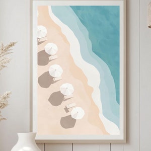 Coastal Beach Wall Art, Summer Decor, Minimalist Wall Art, Ocean Vibe Print, Summer House Decoration, Gift for Beach Lovers