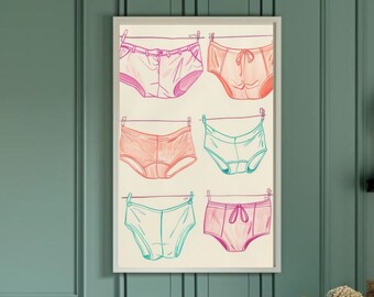 Cute Girly Wall Art Coquette Wall Decor Dorm Room Wall Art Dorm Poster Girly Print Underwear Wall Art