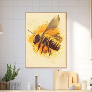 Bee-themed Poster for Home Decor, Vintage Wall Art, Nature Lover Gift, Beeswax Decor, Bee Wall Art, Bee Poster