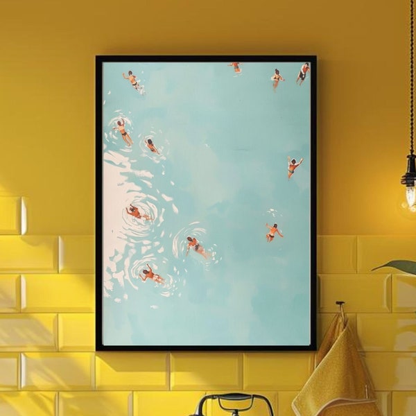 Summer Swimming Wall Water Wall Decor Watercolor Painting Print