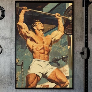 Vintage Fitness Poster, Retro Heavy Lifting Wall Art, Gym Decor for Athletes, Retro Bodybuilding Wall Art, Fitness Print, Gym Decor
