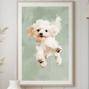 White Puppy Wall Art, Cute Puppy Poster, White Dog Painting, Cute Dog, Puppy Art
