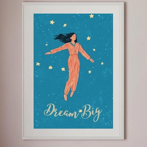 Dream Big Wall Art Inspirational Poster, Schlafzimmerdekor, Sternenhimmel Wandkunst, Motivationsdruck, Dream Poster