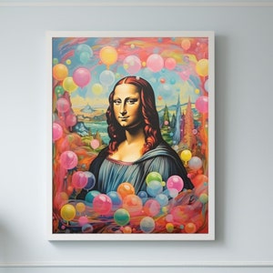 Mona Lisa Wall Art Mona Lisa with Balloons Pop Art Poster MonaLisa Print