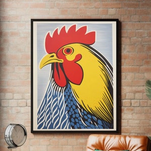 Retro Rooster Wall Art Chicken Poster Bird Wall Art Rooster Poster Print