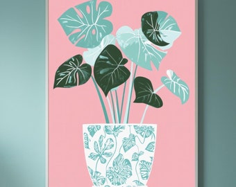 Botanical Art Print, Plant Lover Gift, Plant Wall Art, Nature Wall Art, Pink Wall Art, Cute Plant Print