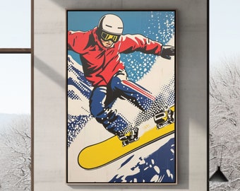 Retro Snowboard Wall Art Winter Poster Vintage Wall Art Snow Poster